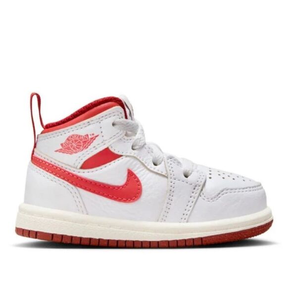 NIKE | JORDAN 1 Mid SE TD White/Dune Red Baby Size 3C NEW IN BOX - Picture 1 of 14